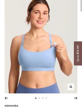 Momanda Light Blue Nursing Bralette — Seamless Clip-Down Support